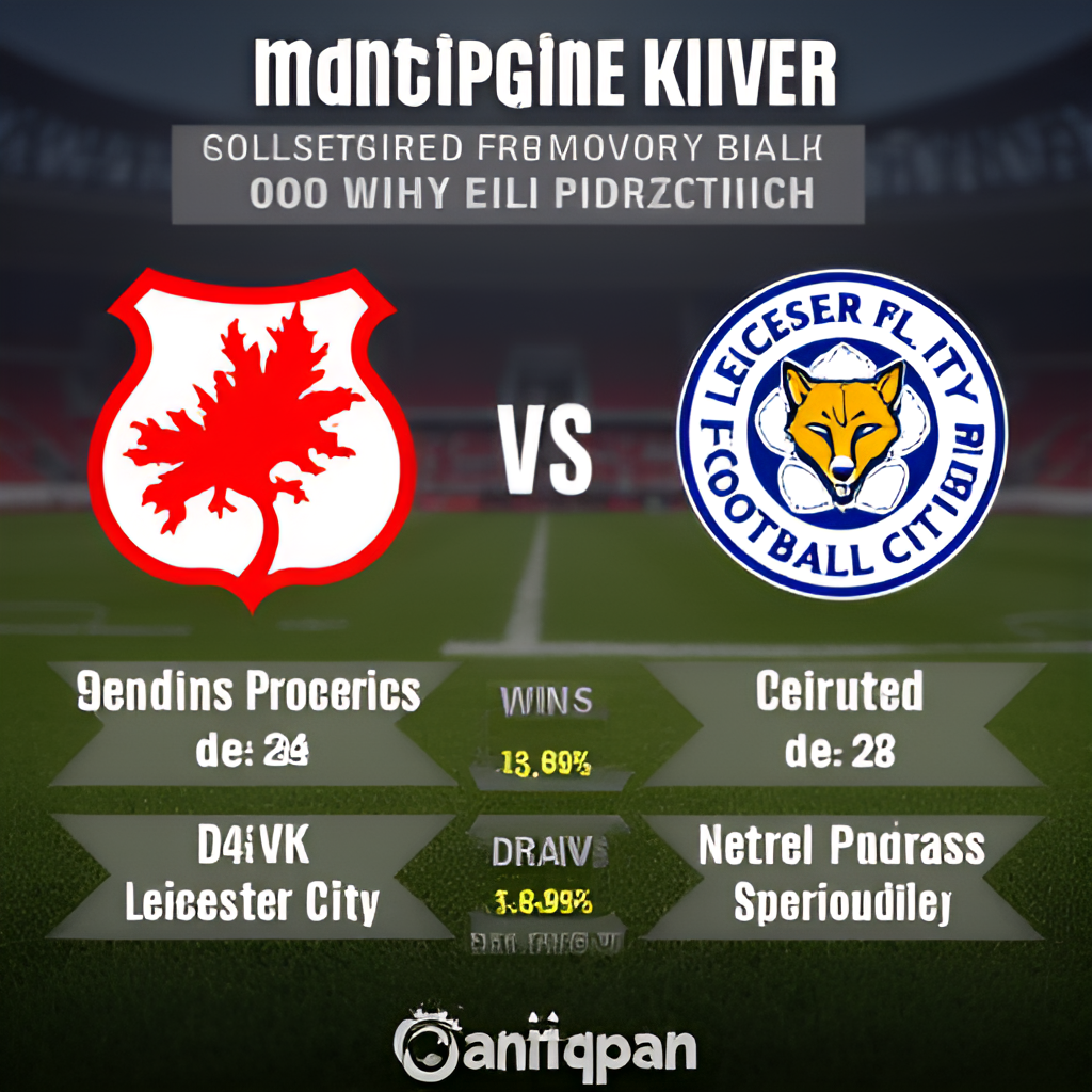A graphic showing a split screen with the crests of Nottingham Forest and Leicester City, accompanied by head-to-head statistics like wins, losses, and draws between the two clubs across all competitions, with a football field graphic in the background.