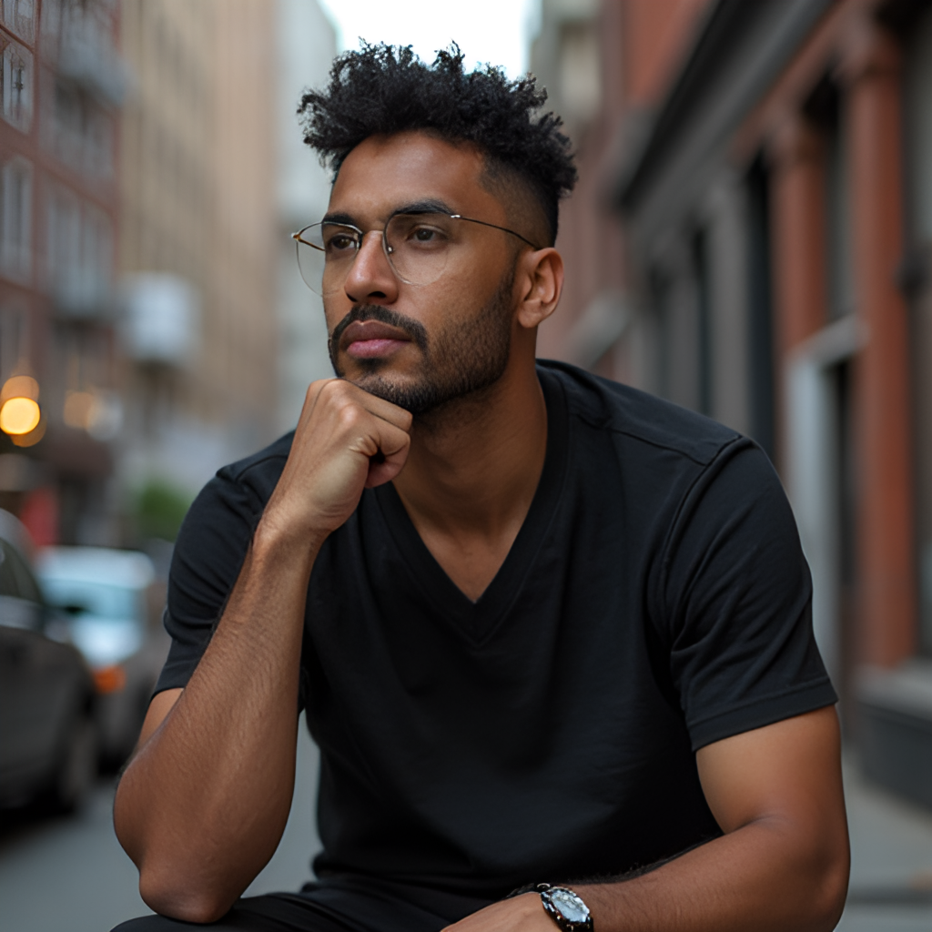 A portrait of Ant Wan in a thoughtful or focused pose, perhaps in a recording studio or urban setting, conveying his artistic persona.