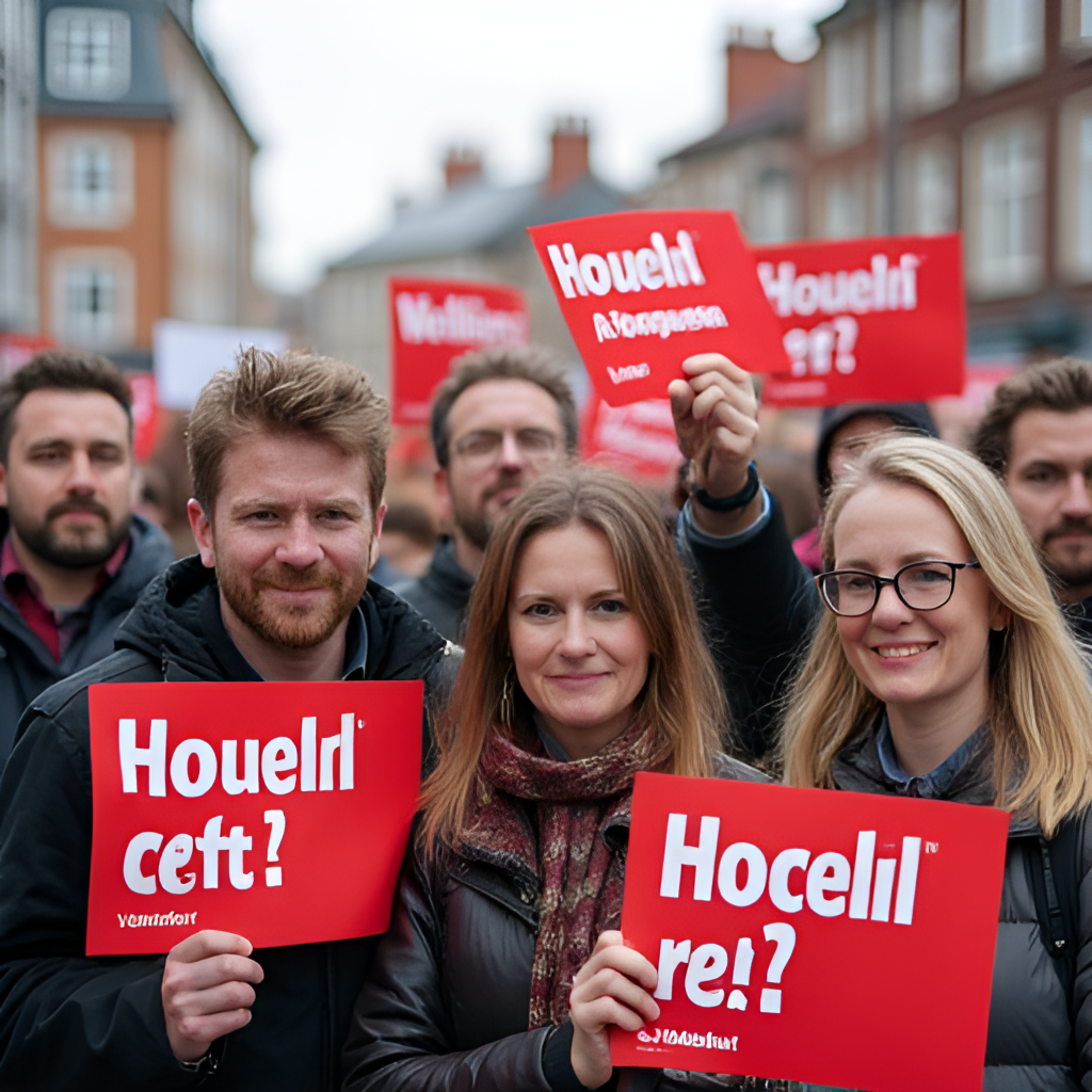 An image symbolizing key issues for the Left Party, such as a diverse group of people advocating for welfare services or fair housing, perhaps with subtle Vänsterpartiet branding in the background.
